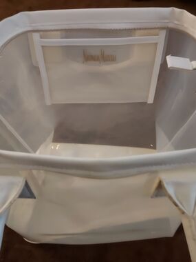 Neiman Marcus Clear White Vinyl Tote with White Trim